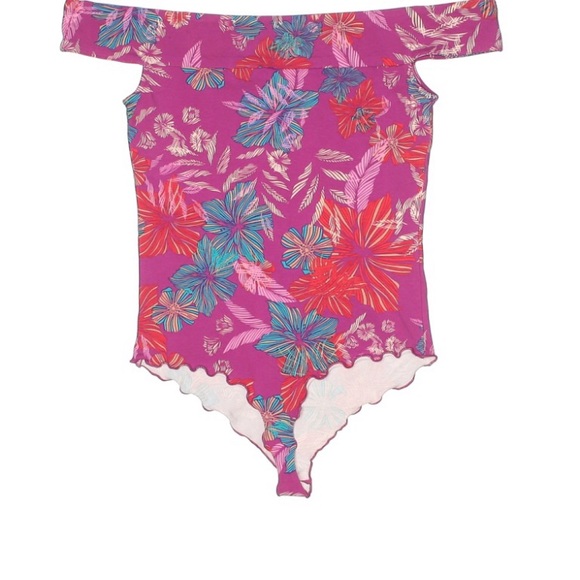 - FREE PEOPLE- purple floral cap sleeve body… - Picture 5 of 5